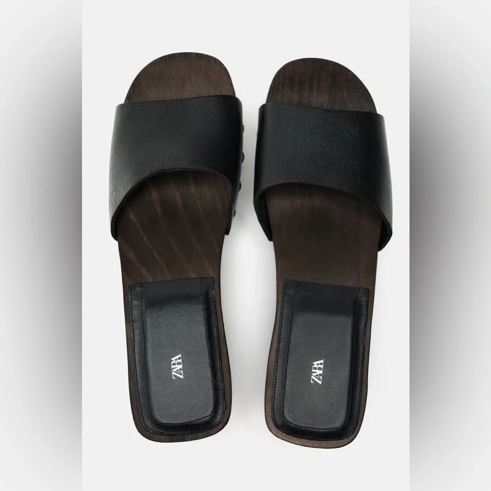 NWT. Zara Limited Edition Black Leather Sandals. Size 7,5.